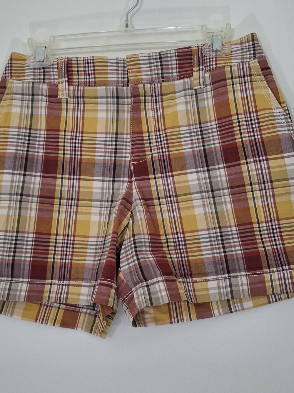 Sonoma Mustard & Burgundy Plaid Cotton Shorts, Size 6